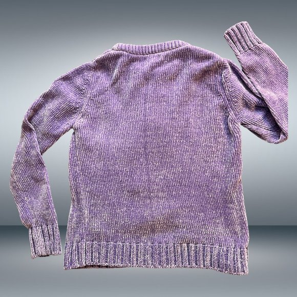 Cat & Jack Purple Soft Chenille Silver Reversible Sequin Unicorn Sweater - Picture 2 of 4